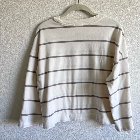 ATM Anthony Thomas Melillo Plaited Jersey Stripe Sweatshirt - Chalk Smoke White - Picture 15 of 16